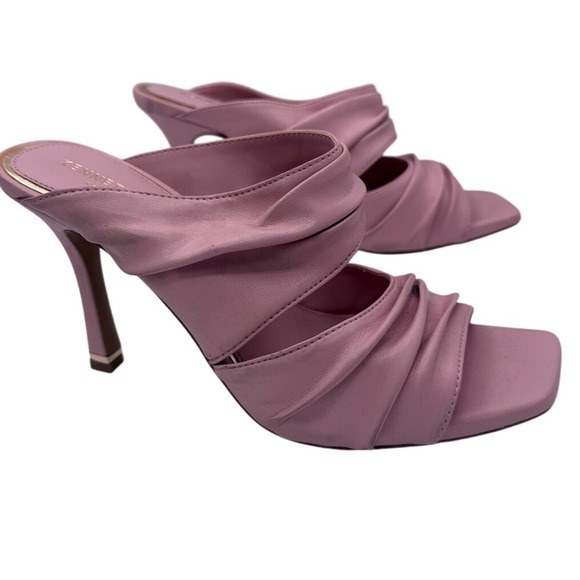 Kenneth Cole New York Shoes - Kenneth Cole Heidi Ruched Square Toe Stiletto Mules Womens 8 Pink Sandals